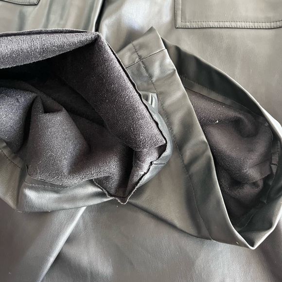 SALE 🔻 Zara Black Faux Leather Straight Leg Fleece Lined Cargo Pants - Picture 13 of 13